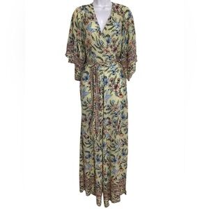 Sea Lustre Yellow Floral Split Wide Leg Jumpsuit Women’s Size ML